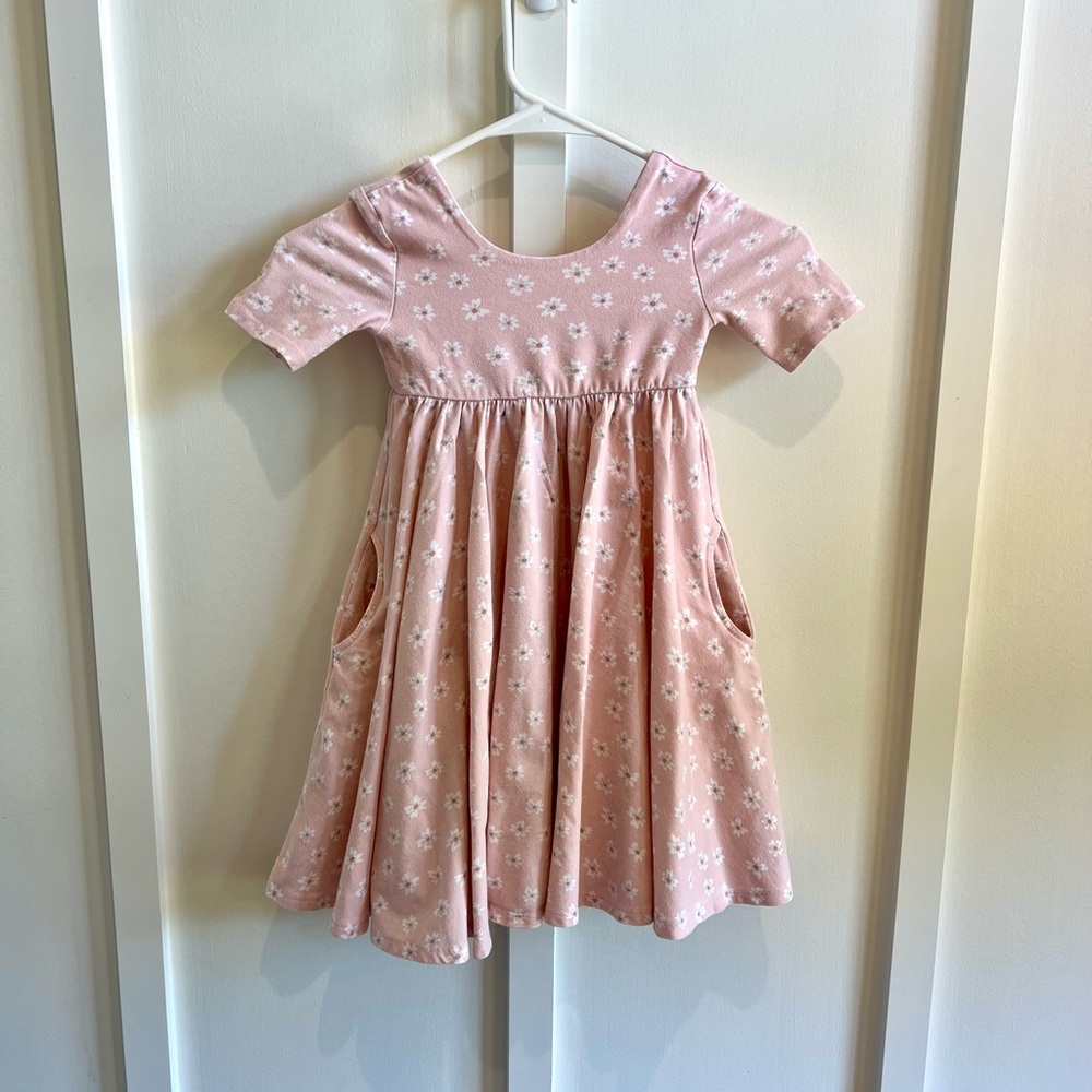 Girls Remie Girl Pink Twirl Dress with White Daisies | Size 6